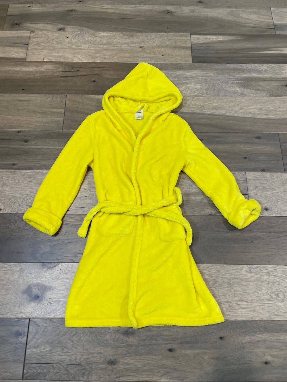 Leveret Kids Plush Fleece Hooded Bathrobe 10 Years Yellow Soft